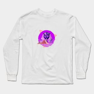 Synthwave Pharaoh Tutankhamun Vaporwave 80s Long Sleeve T-Shirt